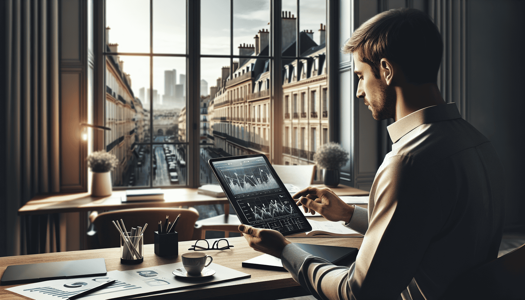 Utilisateur de banque en ligne BForBank avec tablette